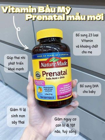 Vitamin tổng hợp cho bà bầu Prenatal Folic Acid DHA 150 Viên Mỹ_Bee Mart