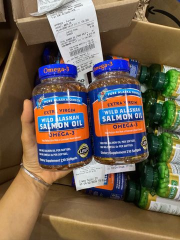 Viên dầu cá hồi Pure Alaska Omega Wild Salmon Oil 1,000mg 210 viên của Mỹ