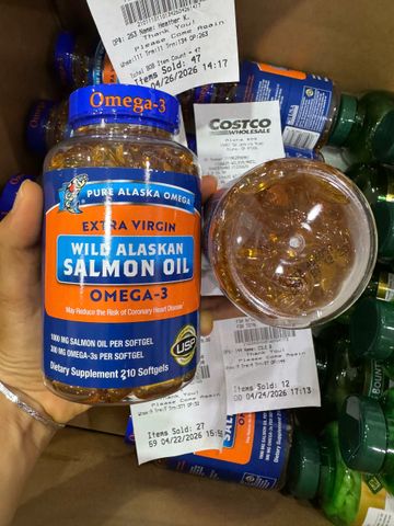 Viên dầu cá hồi Pure Alaska Omega Wild Salmon Oil 1,000mg 210 viên của Mỹ