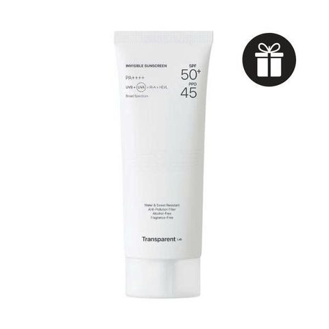 Kem chống nắng thế hệ mới Transparent Invisible Sunscreen SPF 50+ giúp bảo vệ  tác nhân gây hại từ môi trường UVA, UVB, tia hồng ngoại ánh sáng xanh 