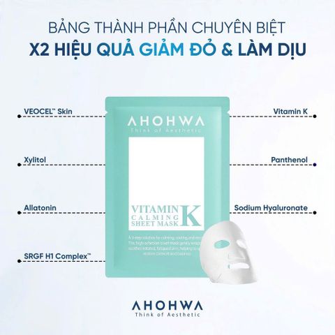 Mặt Nạ Vitamin K Ahohwa - Sheet Mask - Mặt nạ cấp ẩm phục hồi sinh học 