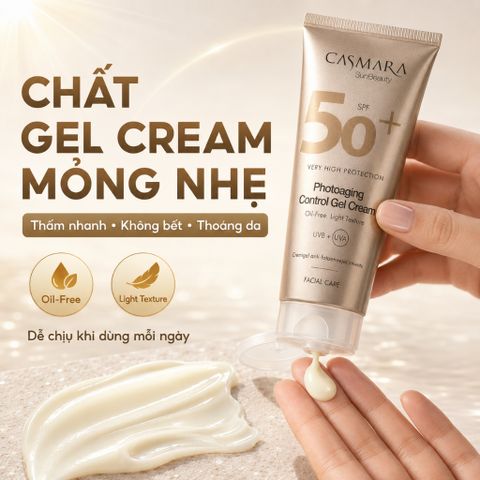 Kem Chống Nắng Casmara SPF50+ 50ml Oil-Free Gel Cream Cho Da Dầu, Không Bóng Nhờn