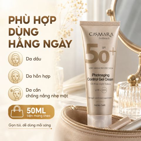 Kem Chống Nắng Casmara SPF50+ 50ml Oil-Free Gel Cream Cho Da Dầu, Không Bóng Nhờn
