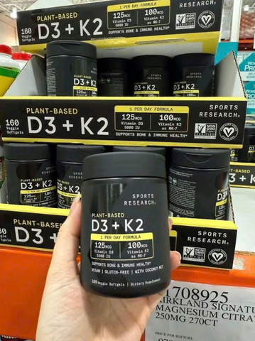 Viên Uống Bổ Sung Vitamin D3+K2 5000IU Thực Vật - Hỗ Trợ Xương Khớp, Tim Mạch & Miễn Dịch - Không Gluten