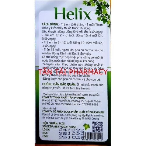 ✅[CHÍNH HÃNG, CHO KIỂM HÀNG] Siro giảm ho bổ phế phổi ích mẫu lợi nhi cho cho cả nhà HELIX - Hộp 30 gói