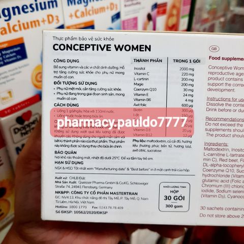 ✅[CHÍNH HÃNG, CHO KIỂM HÀNG] Bột Uống Bổ Trứng Conceptive Women DOPPEL Hỗ Trợ Tăng Chất Lượng Trứng (Hộp 30 Gói)