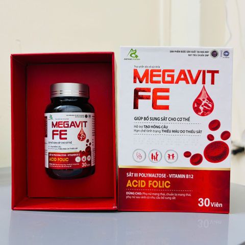 Viên Sắt bổ máu MEGAVIT FE - Sắt hữu cơ, Folic bổ sung Inulin không gây nóng cao cấp