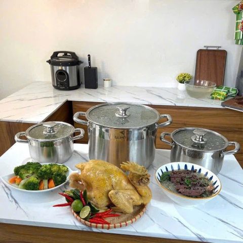 BỘ NỒI 3 MÓN LUỘC GÀ GUME 18-20-28cm GMP19