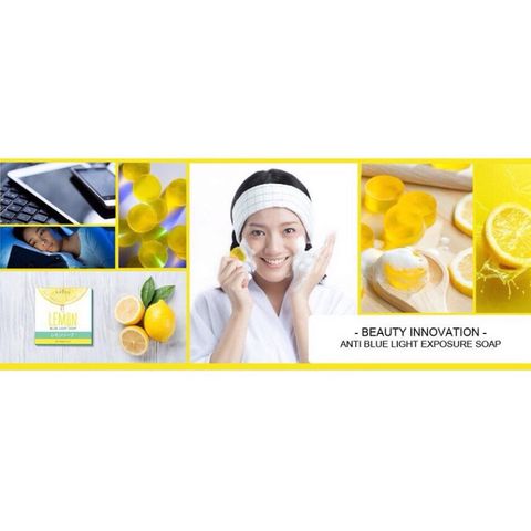 Xà bông trắng da mặt Lemon Blue Light Soap Nhật bản