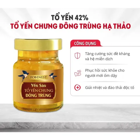 Hộp Yến Sào Fobenest Đông Trùng Hạ Thảo 42% Yến - Lọ 70ml