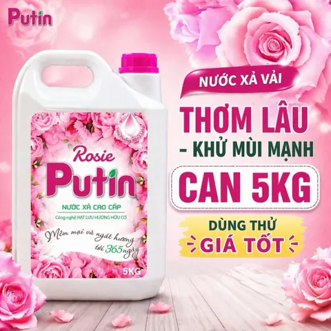 Nước Xả Vải 5kg Putin Rosie - Thơm Lâu, Khử Mùi Mạnh, Mềm Vải, Dùng thử Giá Tốt (Bán Chạy Nhất)