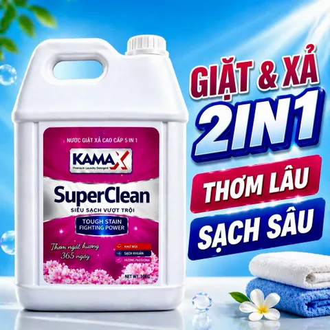 Nước giặt xả 10KG Kamax Super Clean 5in1 – Sạch sâu – Thơm lâu – Tiết kiệm cho cả gia đình