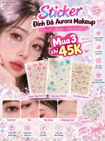 Sticker Đá Aurora Dán Makeup – Phụ Kiện Trang Trí Mặt & Nail Y2K