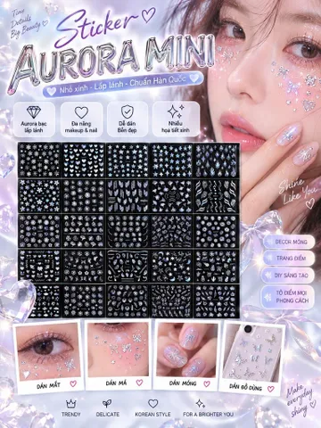 [C002] COMBO 10 STICKER AURORA DÁN MAKEUP – DÁN NAIL PHONG CÁCH HÀN QUỐC ✨