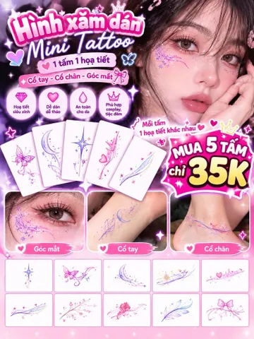 [MUA 5 TẶNG 1] Hình Xăm Dán Tatto Nghệ Thuật Dán Góc Mắt, Cổ Tay, Cổ Chân Cosplay Tiệc Đêm-D123
