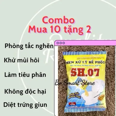 (Combo mua 10 tặng 2) Men vi sinh chống đầy bể phốt, diệt trứng giun, phân huỷ cặn bã, khử mùi hôi, bồn cầu,…..gói 200g