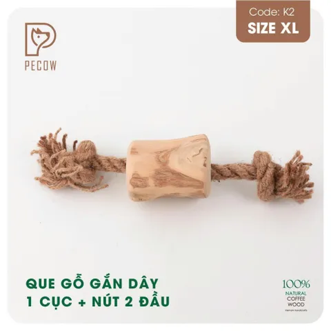 Que từ gỗ cà phê gắn dây 1 cục + nút 2 đầu K2 - Size XL