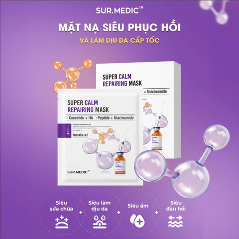 (Hàng nhập khẩu) Combo 10 mặt nạ phục hồi da Sur.Medic Super Calm Repairing Mask