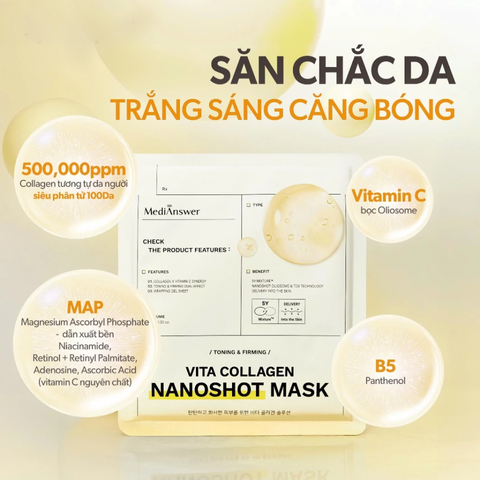 (Hàng nhập khẩu) Hộp 5 mặt nạ thạch Medianswer Vita Collagen NanoShot Mask