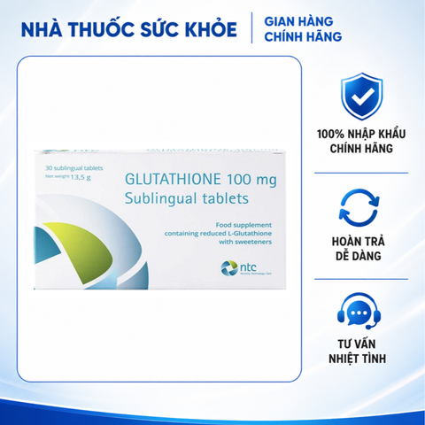 [Mã giảm giá lên tới 20%] Viên ngậm hỗ trợ trắng da, mờ nám Glutathione 100mg NTC (Hàng nhập khẩu)