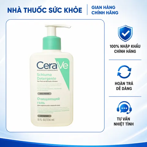 (Hàng nhập khẩu) Sữa Rửa Mặt CeraVe Foaming Facial Cleanser - Làm Sạch Da Nhẹ Nhàng, Giữ Độ Ẩm, Phục Hồi Da, Phù Hợp Với Da Dầu, Nhạy Cảm