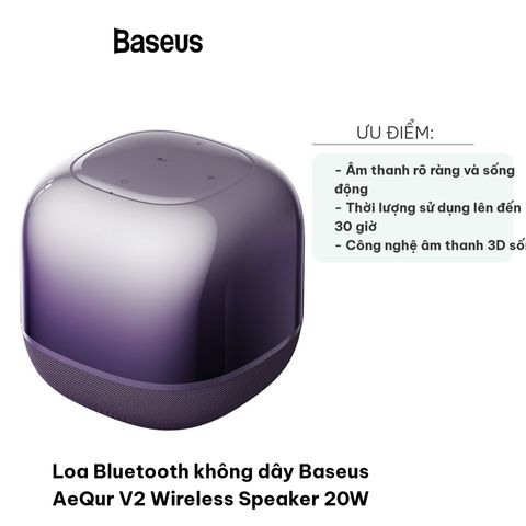Loa Bluetooth không dây Baseus AeQur V2 20W - Loa âm thanh 360° chất lượng cao, pin 30 giờ, kết nối dễ dàng với mọi thiết bị