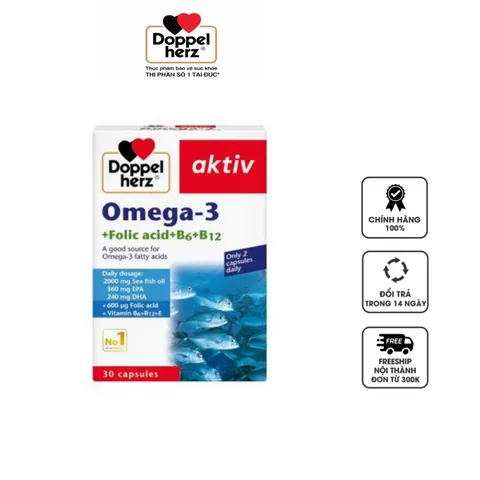 Viên uống dầu cá Doppelherz Omega-3 + Folic acid + B6 + B12