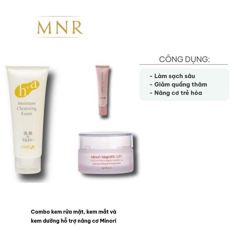 Combo Chăm Sóc Da Minori - Kem Rửa Mặt, Kem Dưỡng Mắt & Kem Nâng Cơ Cho Mọi Loại Da - Dưỡng Sáng Mịn, Căng Khỏe, Rạng Rỡ