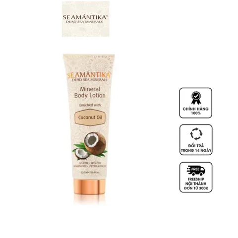 Kem Dưỡng Thể Dầu Dừa Seamantika - Mineral Body Lotion Coconut Oil 250ml, Dưỡng Da Sáng Mịn, Hương Dịu Nhẹ, Phục Hồi Làn Da Rạng Rỡ
