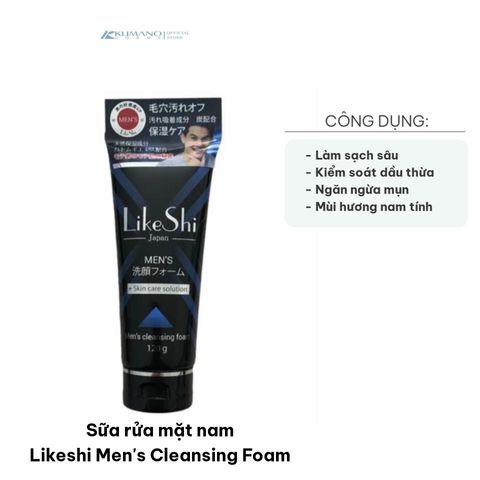 Sữa Rửa Mặt Nam Likeshi Men's Cleansing Foam - Làm Sạch Sâu, Kiểm Soát Dầu, Độ Ẩm Tốt, 120ml
