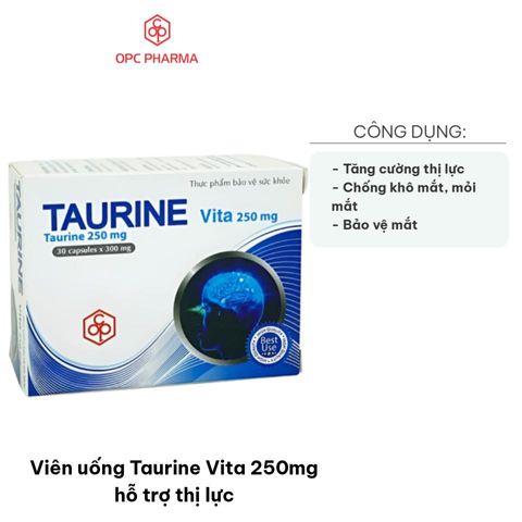 Viên uống Taurine Vita 250mg Bổ Mắt - Hỗ Trợ Tăng Cường Thị Lực, Bảo Vệ Tế Bào Thần Kinh và Vòng Mạc