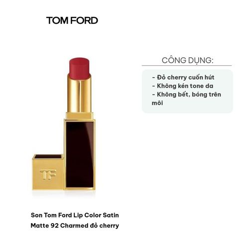 Son Tom Ford Lip Color Satin Matte 92 Charmed Đỏ Cherry - Son Thỏi Cao Cấp, Mịn Mướt, Bền Màu, Phù Hợp Mọi Làn Da 722908