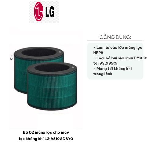 Bộ 02 màng lọc HEPA thay thế cho máy lọc không khí LG AS10GDBY0 - Kháng khuẩn, khử mùi, an toàn cho không gian sống sạch sẽ