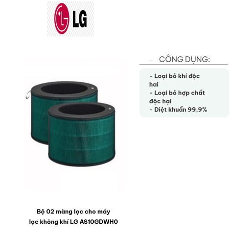 Bộ 02 màng lọc thay thế LG AS10GDWH0 - Lọc không khí hiệu quả 99,999% bụi siêu mịn và khử mùi độc hại cho gia đình bạn