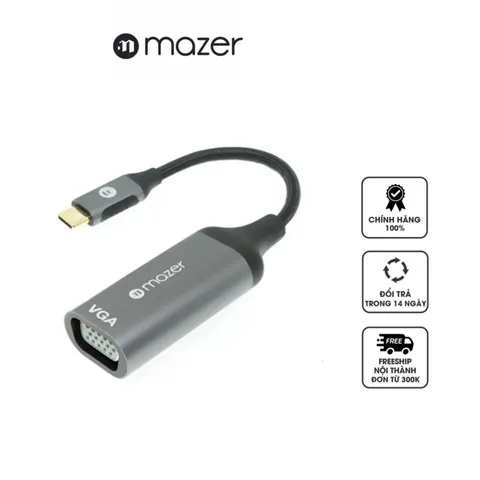 Bộ chuyển đổi Mazer ALU USB-C to VGA 1080p/60Hz Adapter