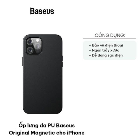 Ốp Lưng Da PU Baseus Magnetic Chính Hãng Cho iPhone 12/Pro/Promax/Mini - Sạc Không Dây Thoải Mái, Bảo Vệ Toàn Diện
