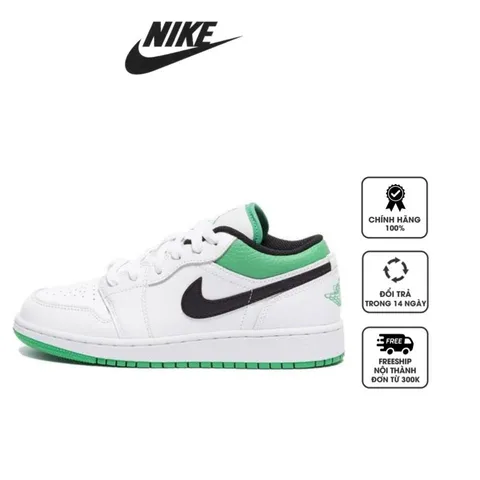 Giày Nike Air Jordan 1 Low GS White Lucky Green 553560-129
