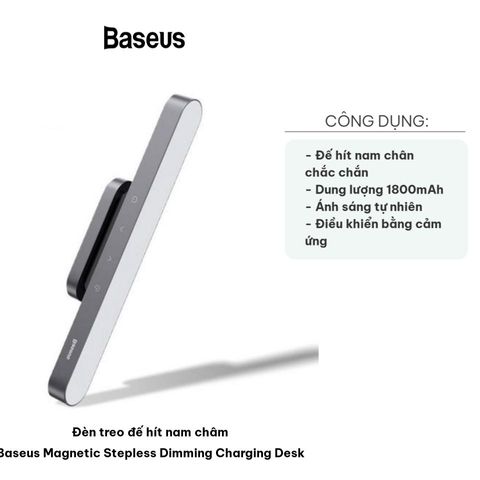 Đèn treo đế hít nam châm Baseus Magnetic - Đèn bàn sạc không dây điều chỉnh độ sáng thông minh cho không gian làm việc và sinh hoạt