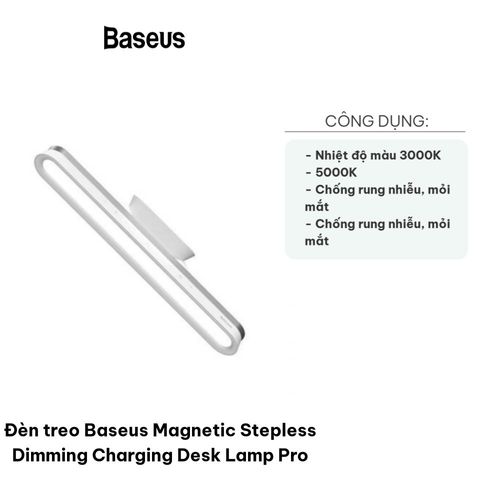 Đèn treo Baseus Magnetic Dimming 1800mAh - Đèn bàn LED cảm ứng điều chỉnh cường độ sáng tiện lợi cho không gian làm việc và học tập