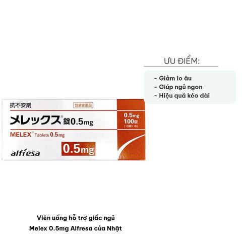 Viên Uống Hỗ Trợ Giấc Ngủ Melex 0.5mg Alfresa Nhật Bản - Giảm Căng Thẳng, Khó Ngủ, Hiệu Quả Nhanh, Dễ Uống