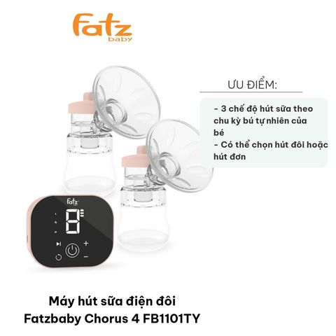 Máy Hút Sữa Điện Đôi Fatzbaby Chorus 4 FB1101TY - 3 Chế Độ Hút Massage, Kích Thích, Hút Sữa, Giúp Nuôi Dưỡng Sữa Mẹ Tối Ưu