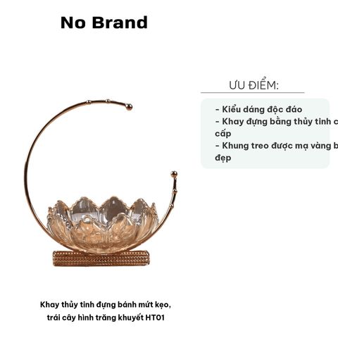 Khay Thủy Tinh Đựng Bánh Kẹo, Trái Cây Hình Trăng Khuyết HT01 - Thiết Kế Sang Trọng, An Toàn Cho Sức Khỏe Người Dùng
