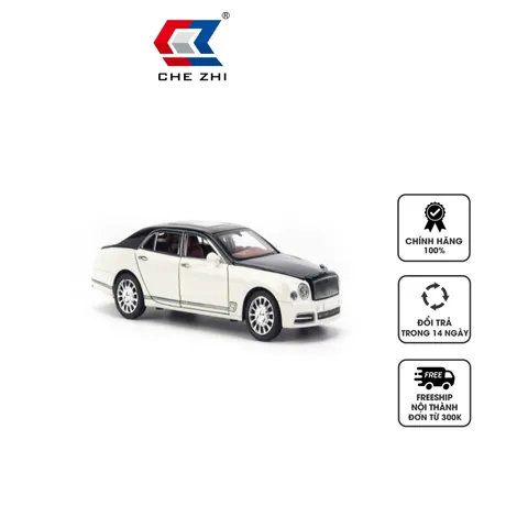 Mô hình xe Bentley Mulsanne tỉ lệ 1:24 Chezhi - Mô hình xe sang chảnh, mở cửa, đèn LED và âm thanh - Quà tặng hoàn hảo cho tín đồ xe hơi