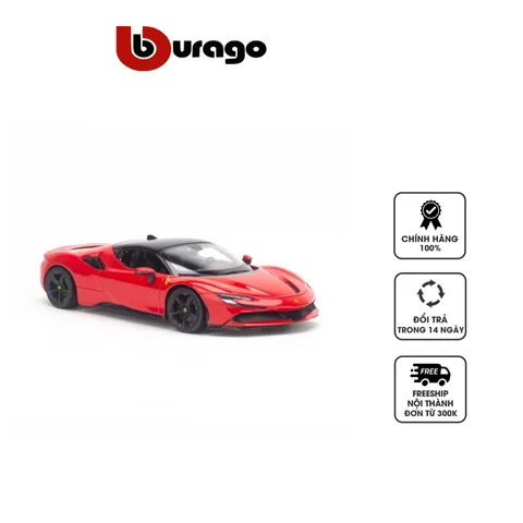 Mô Hình Xe Ferrari SF90 Stradale Tỉ Lệ 1:18 Bburago - Xe Siêu Nhân Độc Đáo, Trưng Bày Đẹp Mắt, Mẫu Đồ Chơi Hot 2024