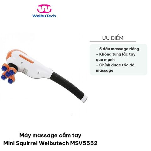 Máy Massage Cầm Tay Mini Squirrel Welbutech MSV5552 - Giảm Đau, 5 Đầu Massage Đa Năng, Thiết Bị Trị Liệu Chất Lượng Cao