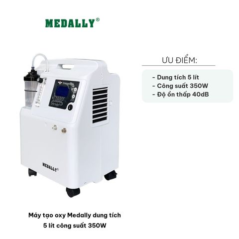 Máy Tạo Oxy Medally 5 Lít 350W - Thiết Bị Y Tế Chăm Sóc Sức Khỏe, Lưu Lượng Oxy 0.5-5 Lít/Phút, Độ Tinh Khiết 93%