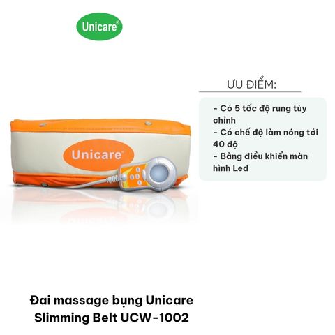 Đai Massage Bụng Unicare Slimming Belt UCW-1002 - Thiết Bị Giảm Cân, Rung 200 Lần/giây, Massage Nhanh Chóng, Thư Giãn Cơ Thể