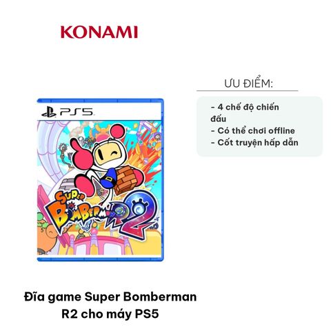 Đĩa game Super Bomberman R2 cho PS5 - Trò chơi hành động với nhiều chế độ hấp dẫn, chơi đơn và online, chiến đấu cùng bạn bè và gia đình
