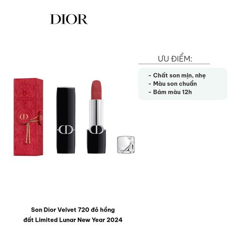 Son Dior 999 Velvet Limited-Edition Golden Case - Thỏi son đỏ tươi quyền lực, chất son mịn hoàn hảo cho dịp Tết 2024