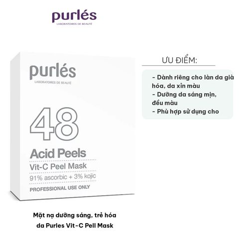 Mặt Nạ Dưỡng Sáng Trẻ Hóa Da Purles 48 Vit-C Pell Mask - Vitamin C Chống Lão Hóa, Phù Hợp Mọi Loại Da, Dưỡng Da Sáng Mịn Màu